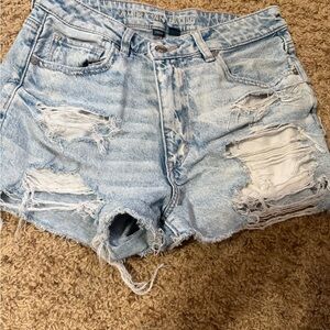American Eagle Outfitters Women's Distressed Light Blue Jean Shorts